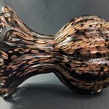 Vase signed in Murano Venice crystal with gold inclusion on a black background