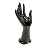 Handmade vintage black ceramic ring sizer vase