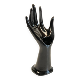 Handmade vintage black ceramic ring sizer vase
