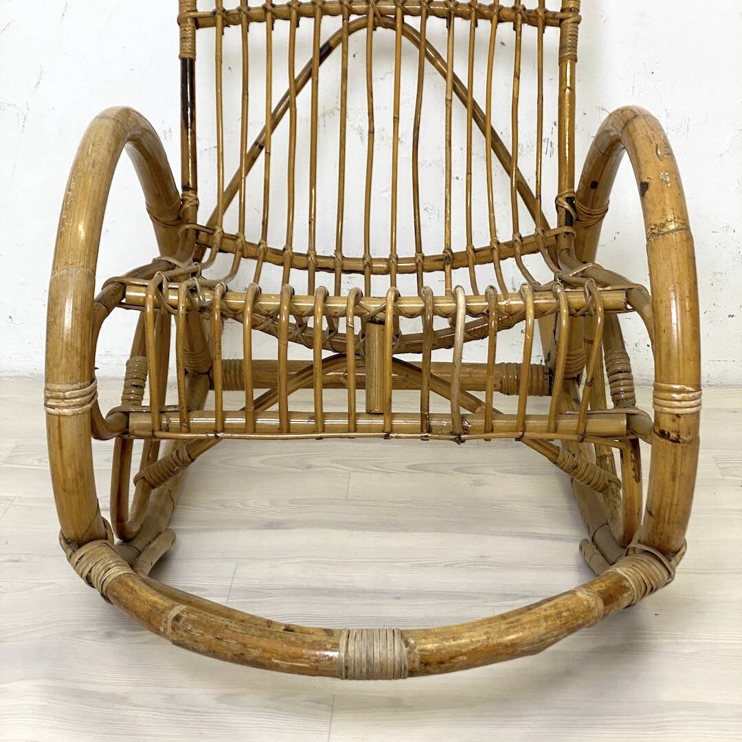 Vintage 1960s rattan rocking chair