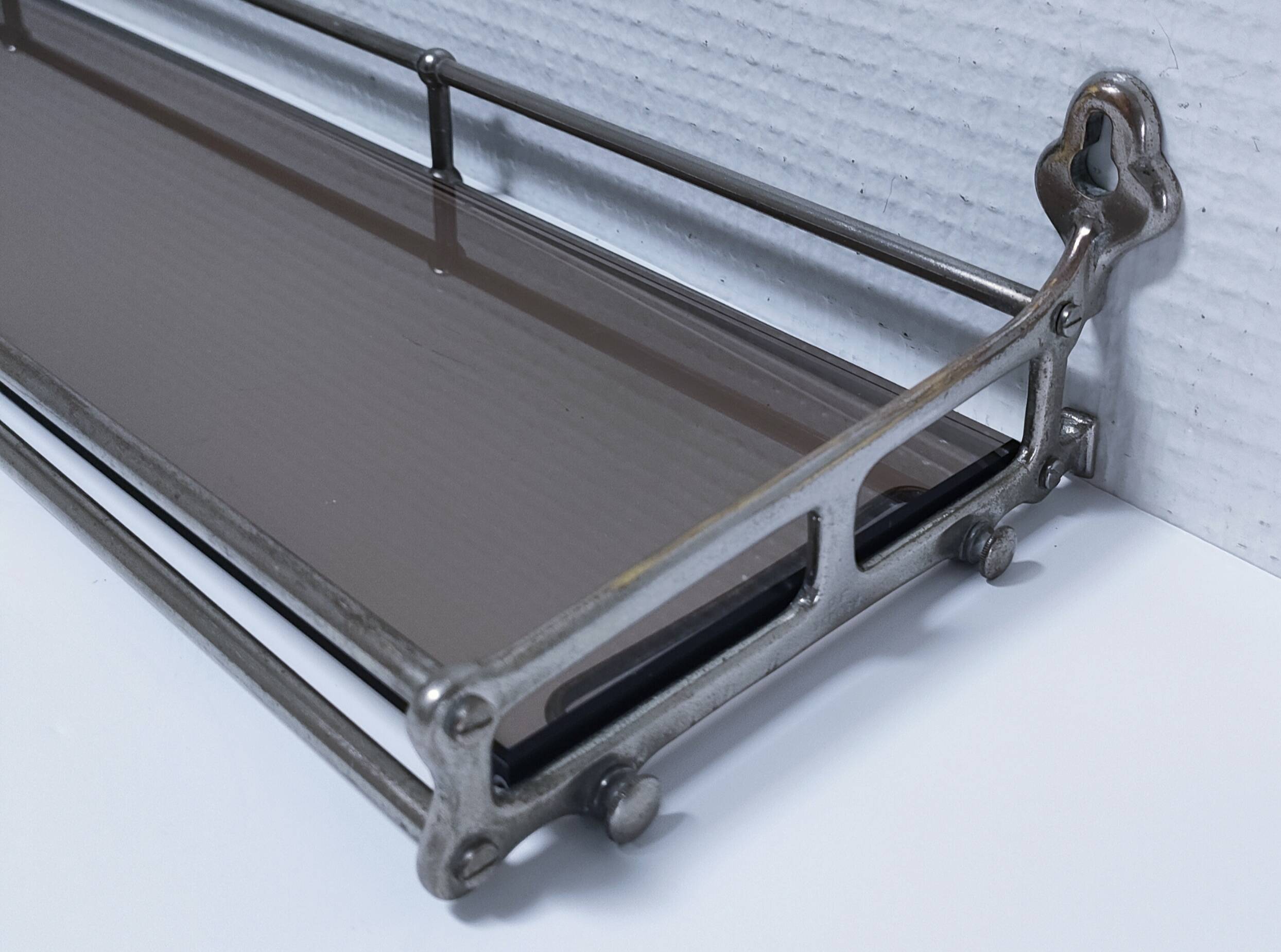 Wall shelf silver patina bronze glass early 20th century