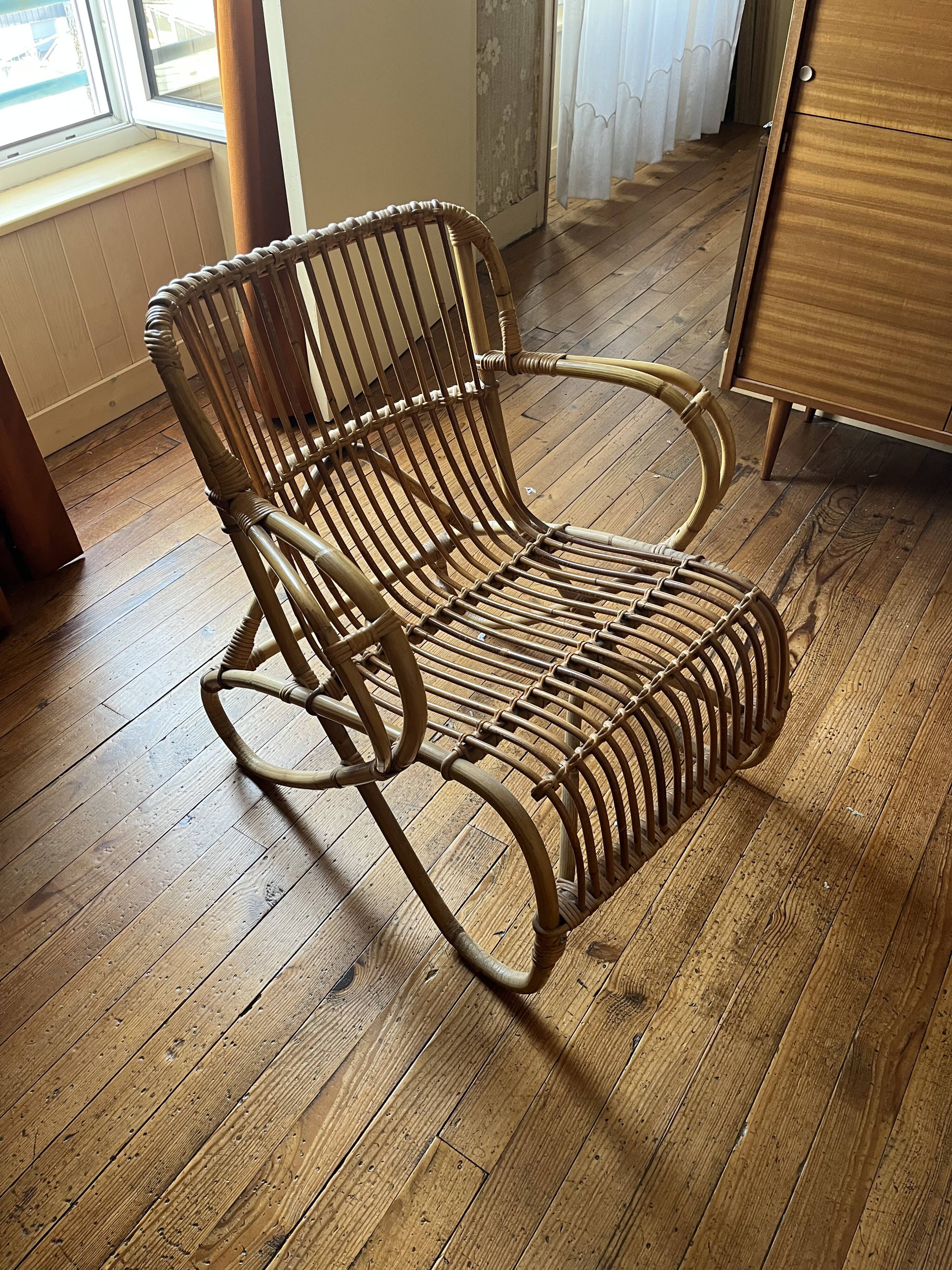 Vintage rattan armchair 70s