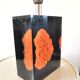 Resin lamp inclusion coral red design 70s