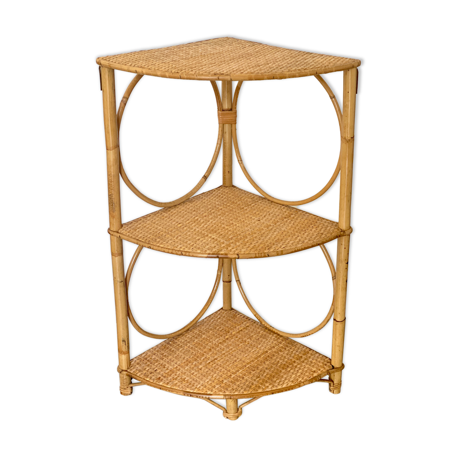 Rattan corner shelf