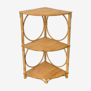 Rattan corner shelf