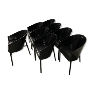 Lot de 8 fauteuils Costes de Starck pour Aleph noirs