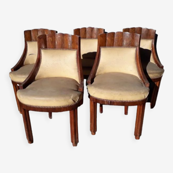 5 chaises gondole epoque art deco 1930