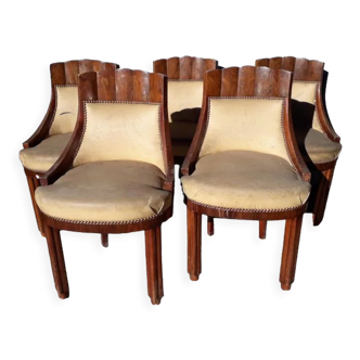 5 chaises gondole epoque art deco 1930