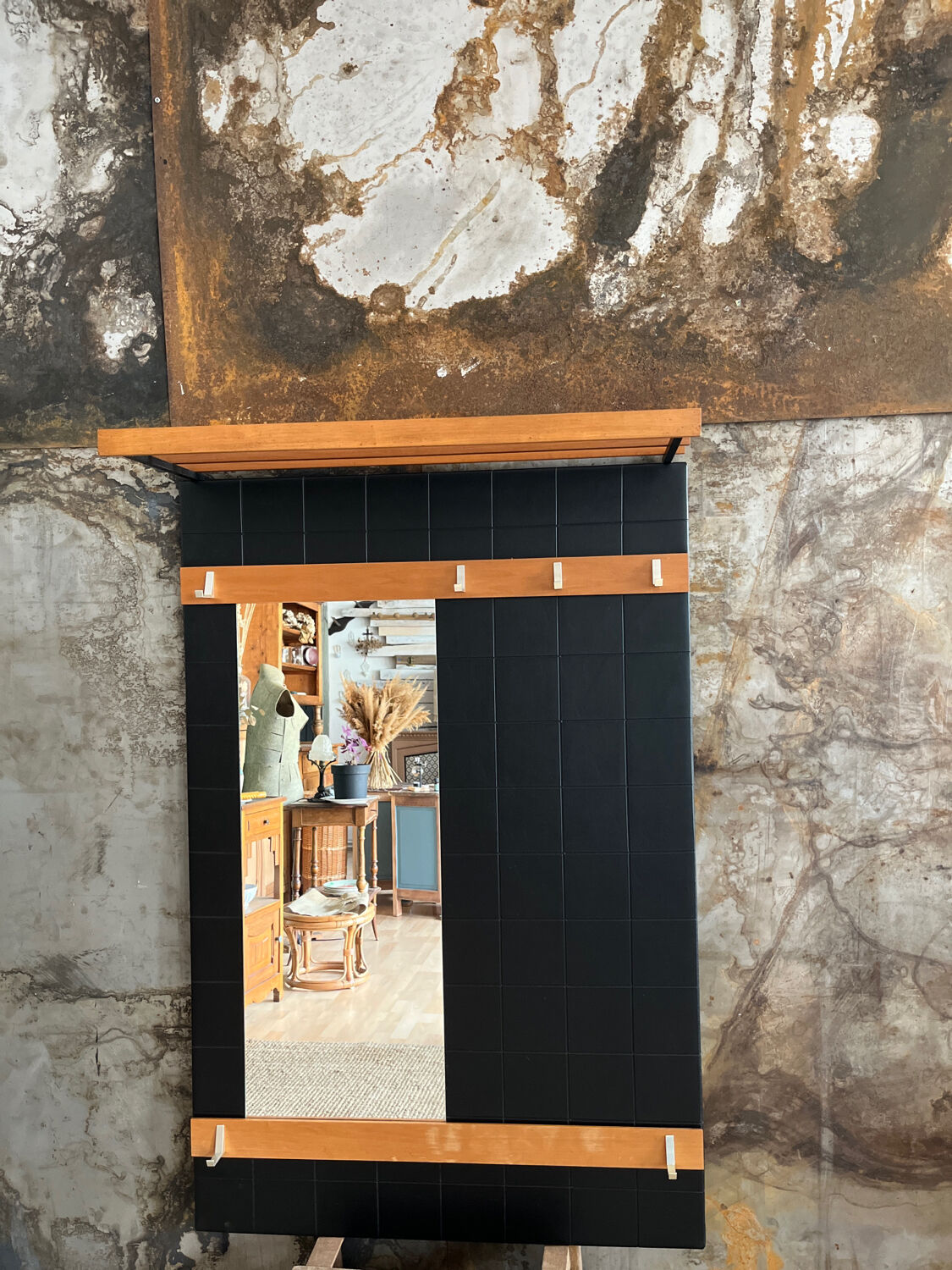 Teak & brass coat rack