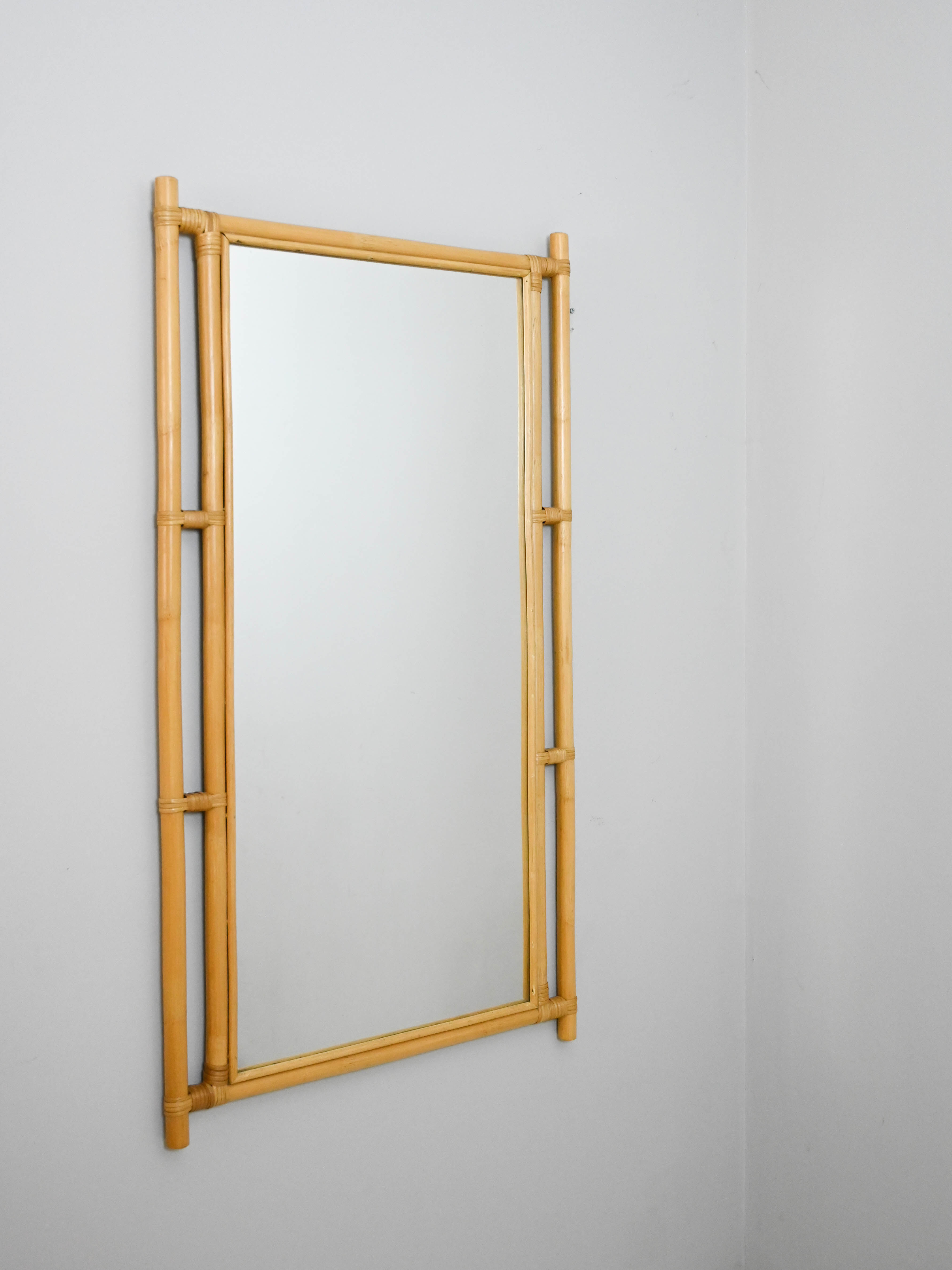 Mirror with bamboo frame