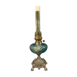 Blue glass oil lamp