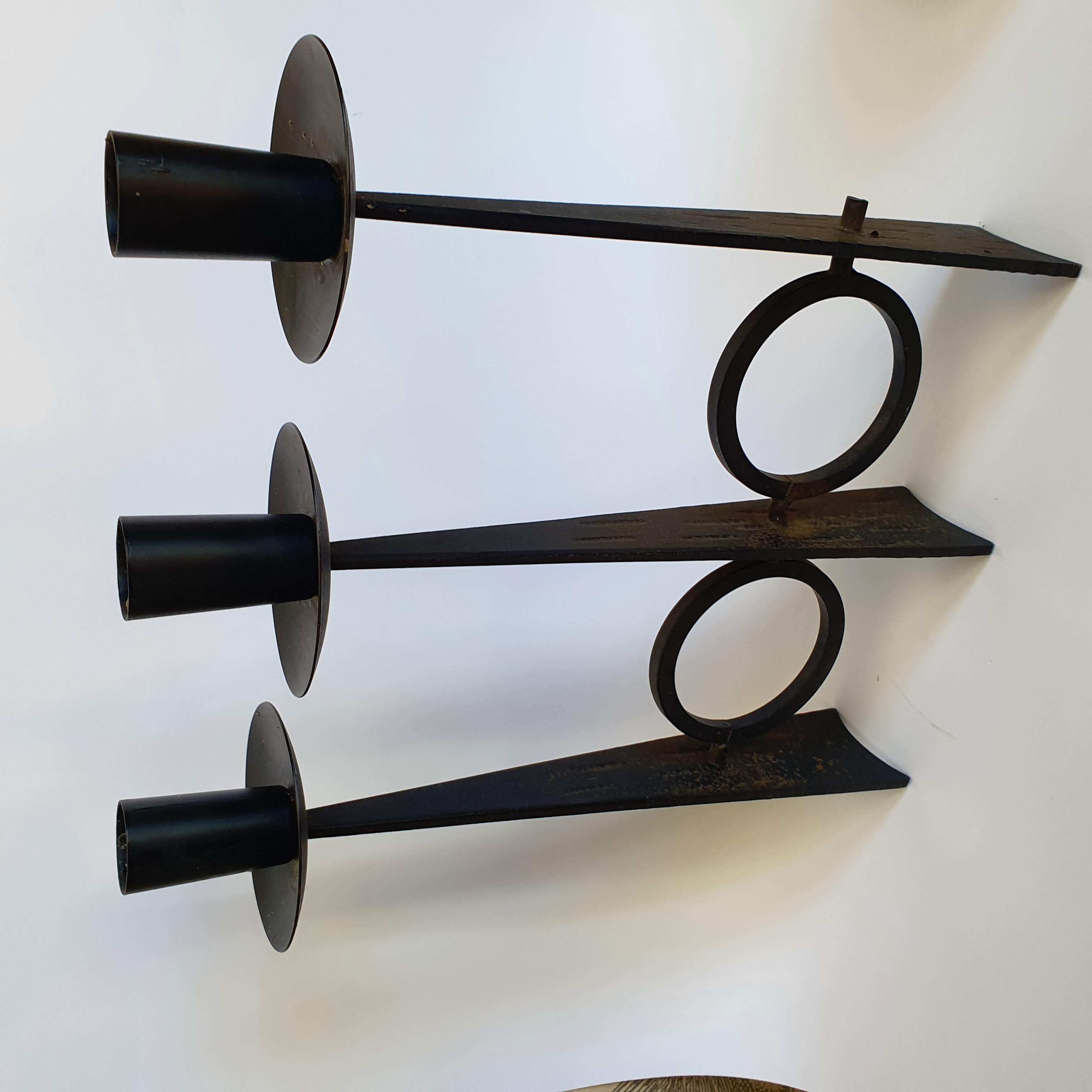 Black wrought iron candle holder 50s