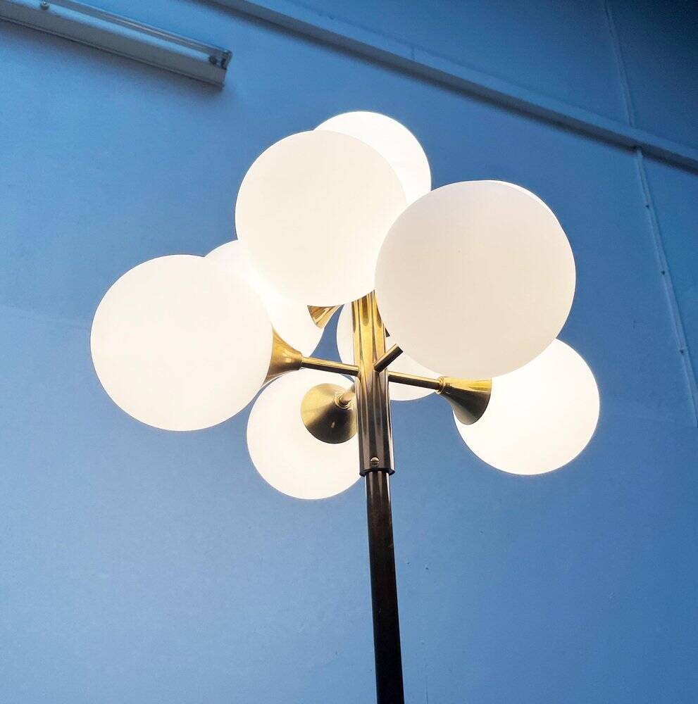 German brass floor lamp in Space Age style from the mid-century by Kaiser Leuchten, 1960s.