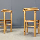 Vintage pine wood dining chairs - 1980s - set of 6