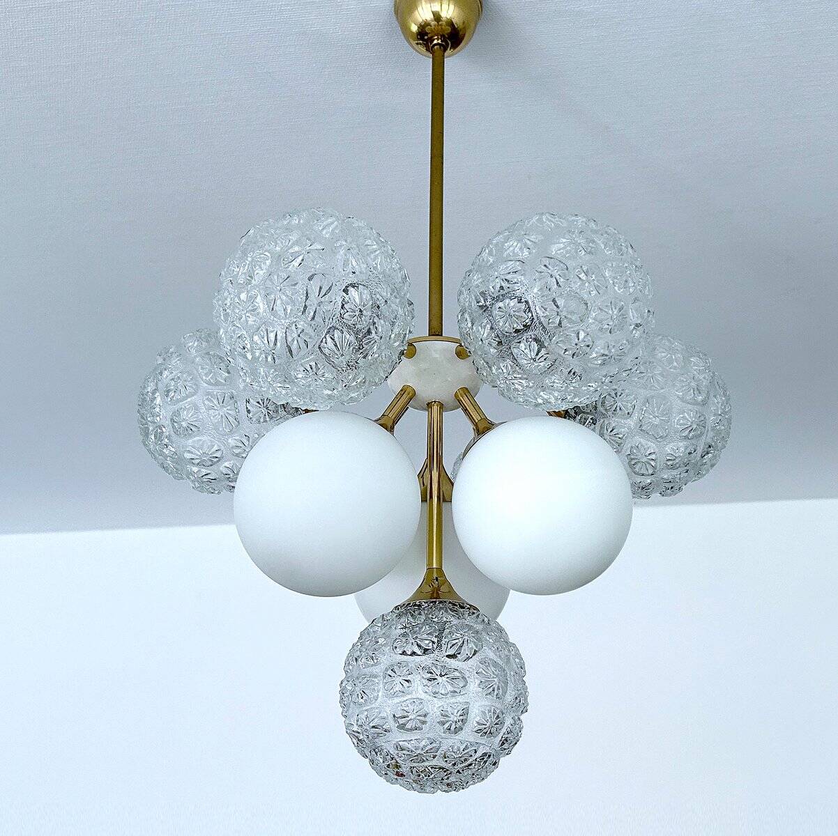 Large  Vintage Glass Pendant Light, 1960s