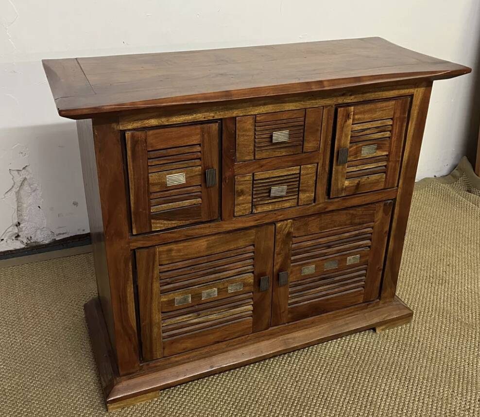 Buffet en bois d'acacia massif 4 portes, 2 tiroirs