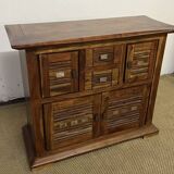 Buffet en bois d'acacia massif 4 portes, 2 tiroirs