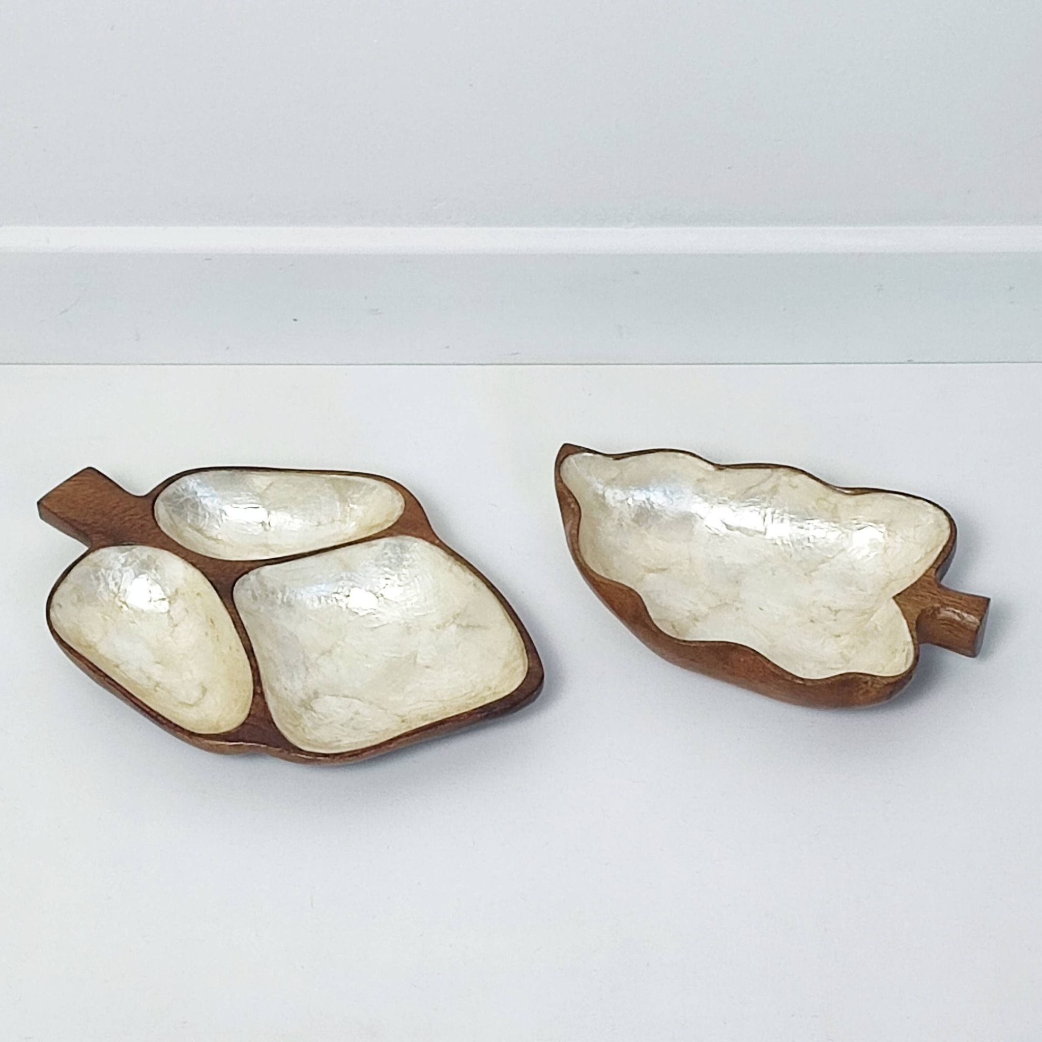 Set of 2 wood and mother-of-pearl storage compartments