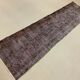 Distressed Turkish Runner 285x70 cm wool Vintage rug, Overdyed Brown