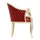 Trüggelmann - Swan neck armchair - Marble and gold base, poppy red damask