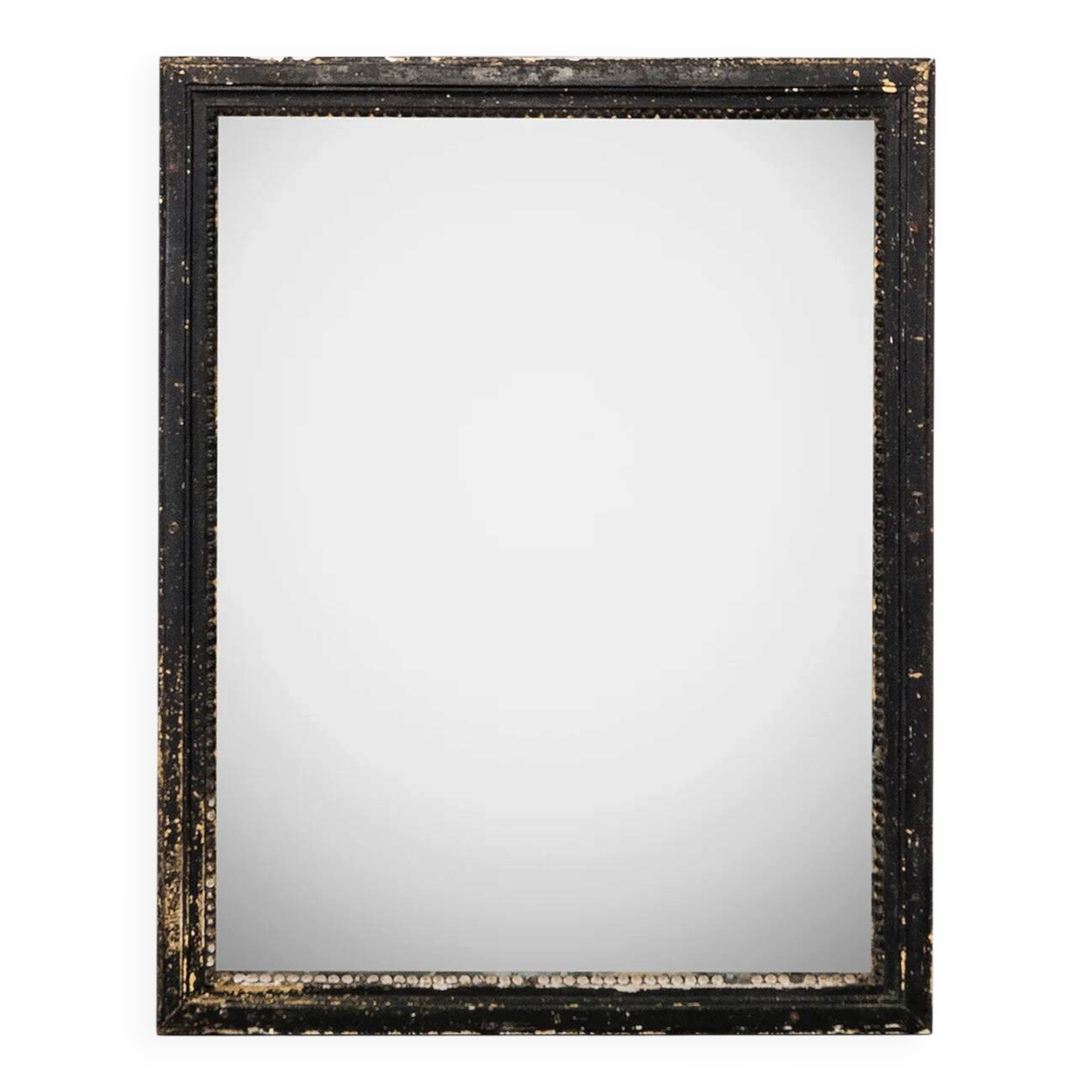 Antique French mirror from the late 19th century with a black painted frame.