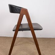 4 Danish chairs in afromosia and leatherette model 205 by Thomas Harlev