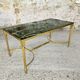 Table basse mid-century en marbre vert et laiton, 1960s