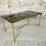 Mid-century coffee table in green marble and brass, 1960s