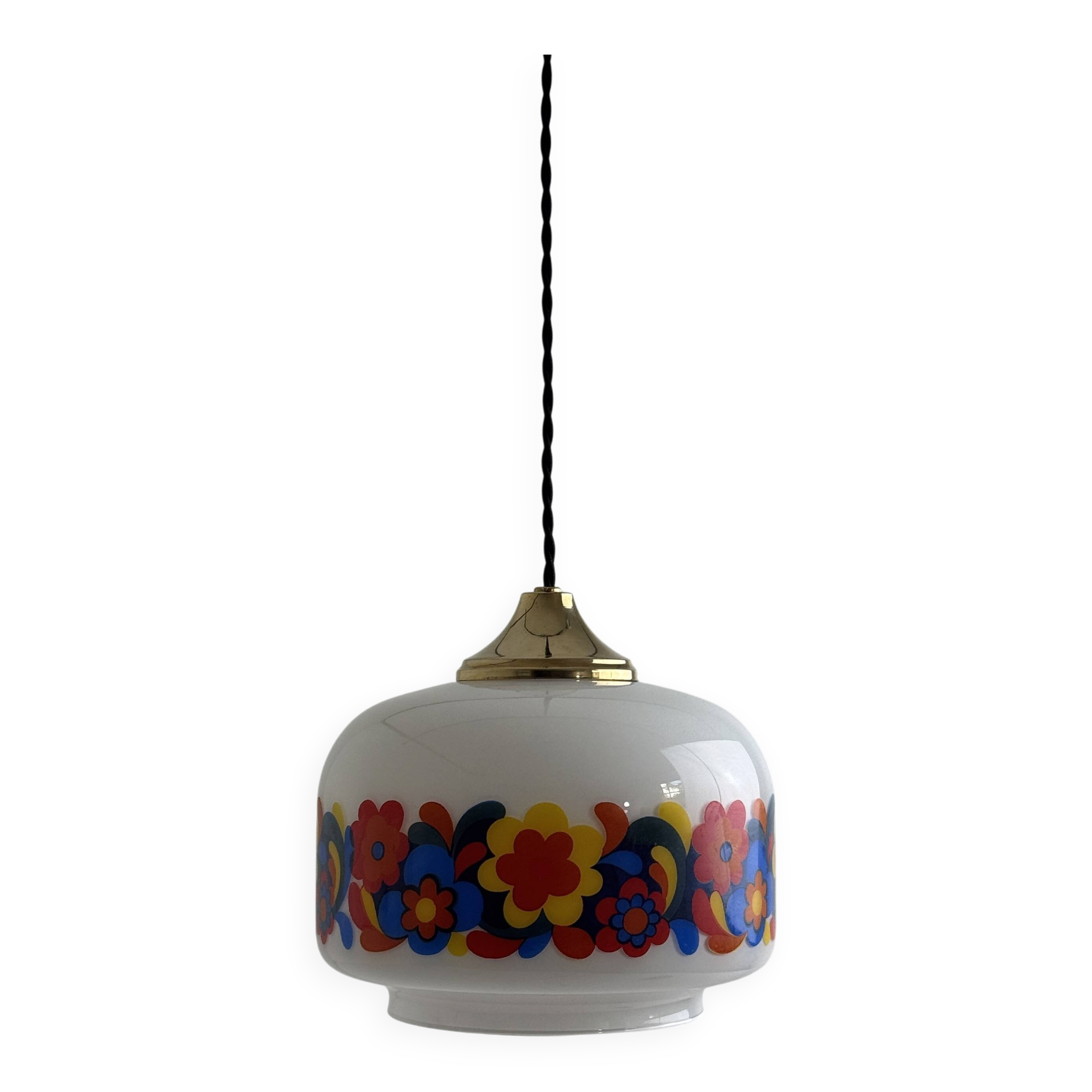 VINTAGE OPALINE SUSPENSION LIGHT 1970