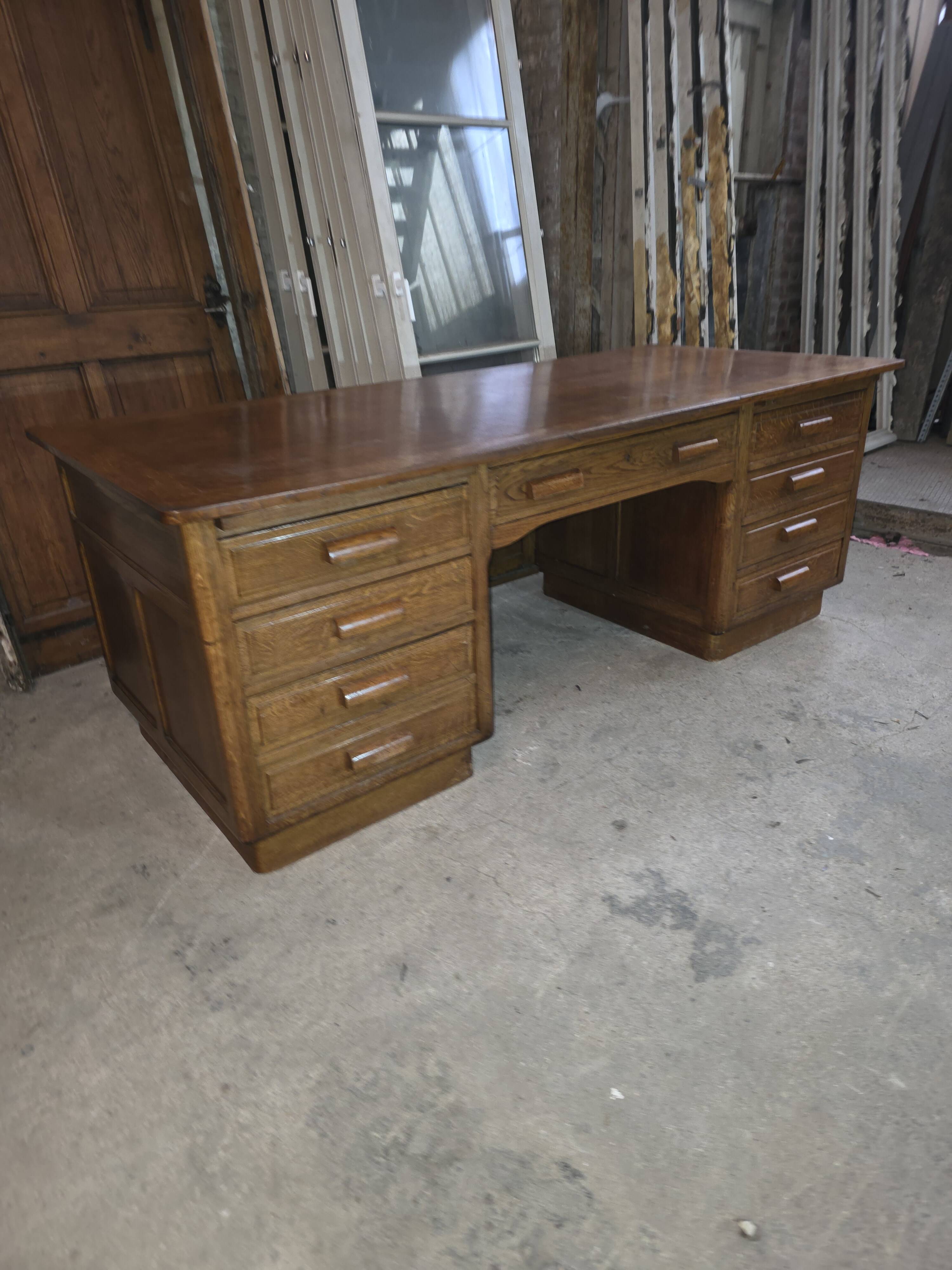 Bureau ministre XXL en chêne , 220 × 95 cm