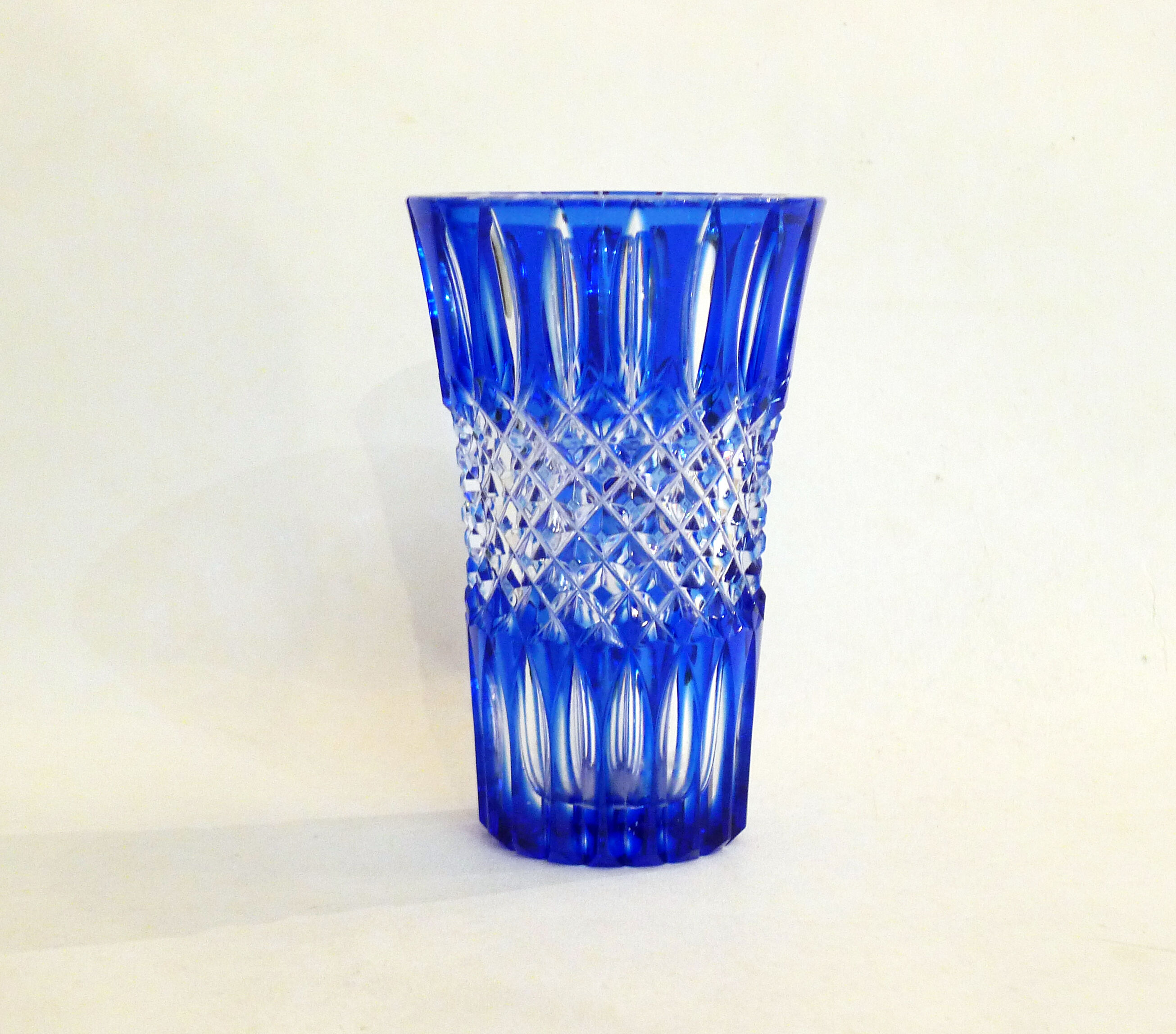Cobalt blue cut vase