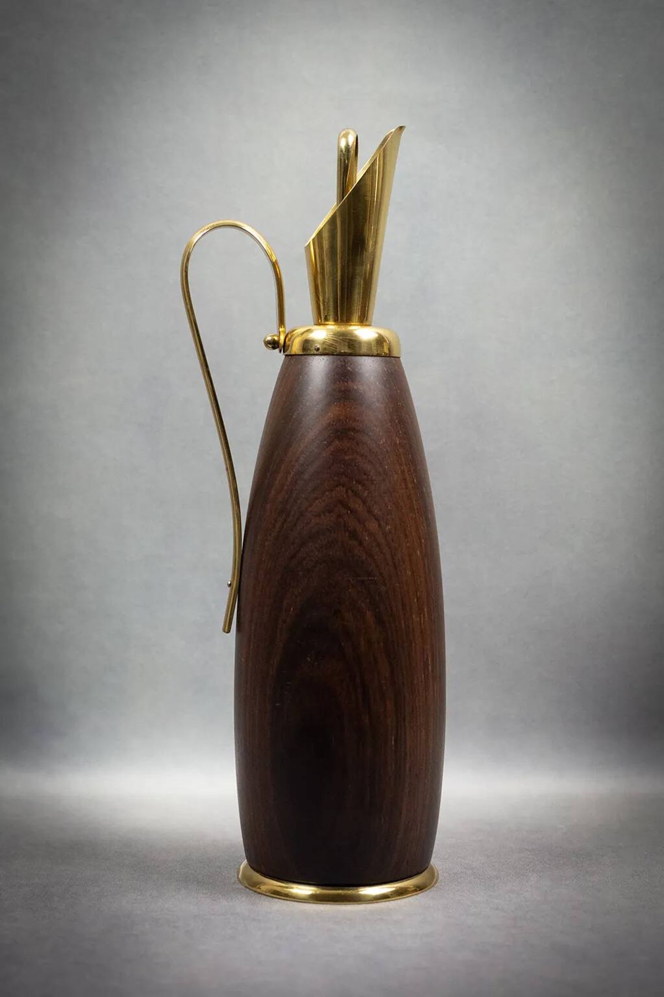 Aldo Tura - Vintage wood and brass pitcher - Italy, circa 1950