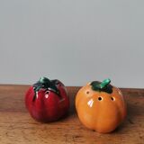 Salt shaker and pepper vintage ceramic slurry vegetables