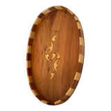 Handmade oriental tray in thuya wood - vintage marquetry