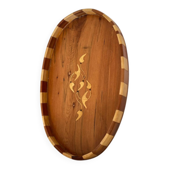 Handmade oriental tray in thuya wood - vintage marquetry