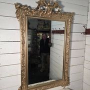 Antique Art Nouveau gilded mirror, 138cm