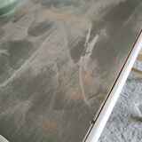 Set old wooden table with extension cords and 2 Thonet chairs