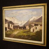 Italian signed mountain landscape painting from 20th century