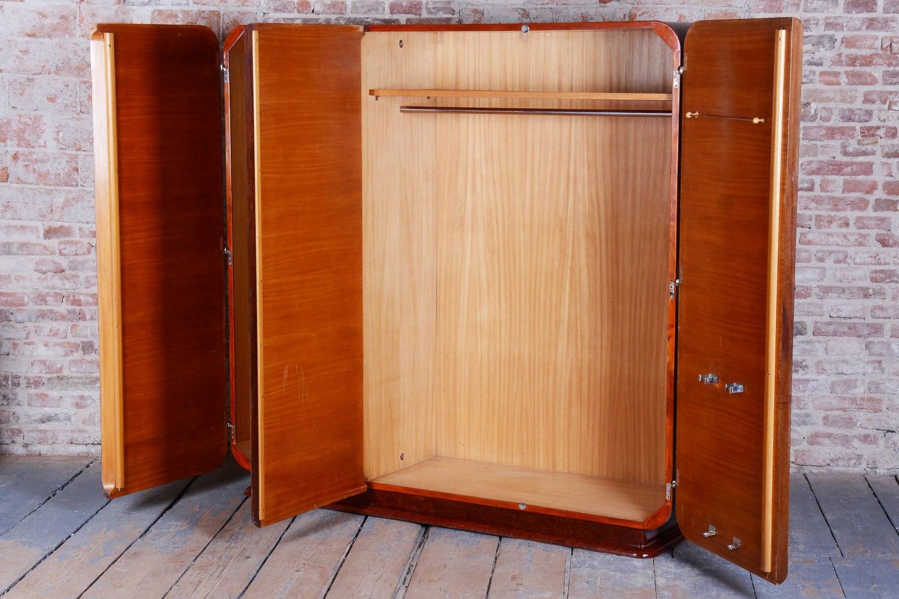 Art Deco Wardrobe in Mahogany attributed to J. Halabala for Up Zavody, Czech, 1920s