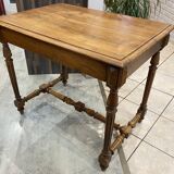 Bureau 1 tiroir en bois massif chêne pieds tournés et sculptés 89x62cm