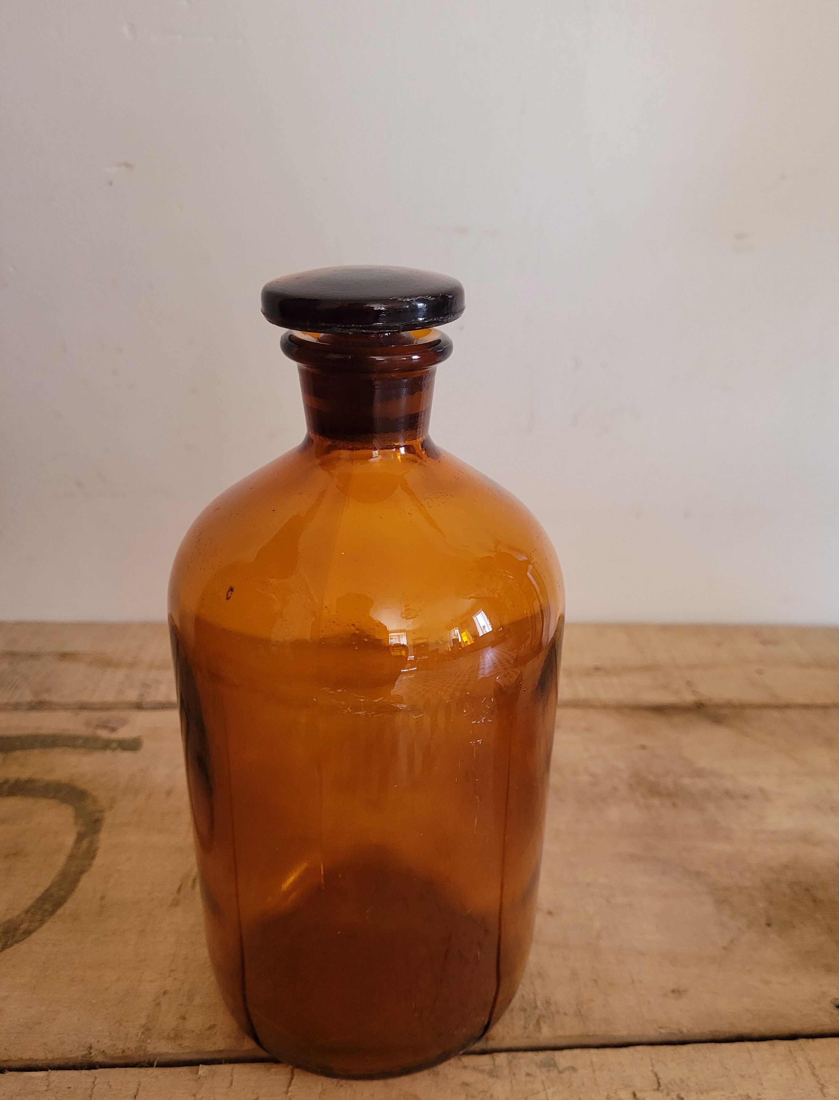 Amber glass apothecary bottle