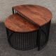 Half-circle wooden tables, metal feet