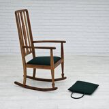 Fauteuil à bascule danois à dossier haut rembourré, laine de meuble kvadrat, années 1950-60,