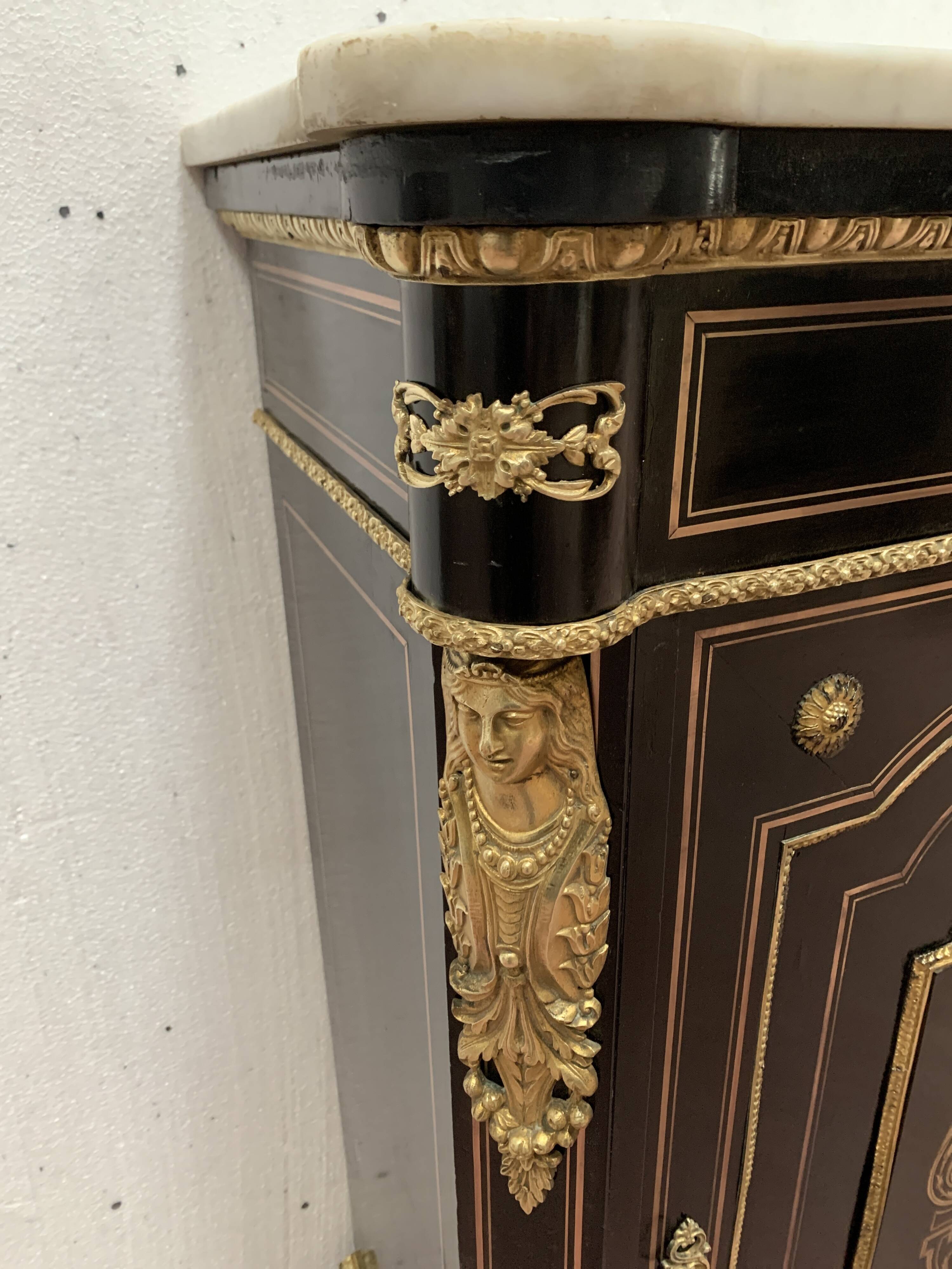 Napoleon iii wood and brass marquetry sideboard 19th century