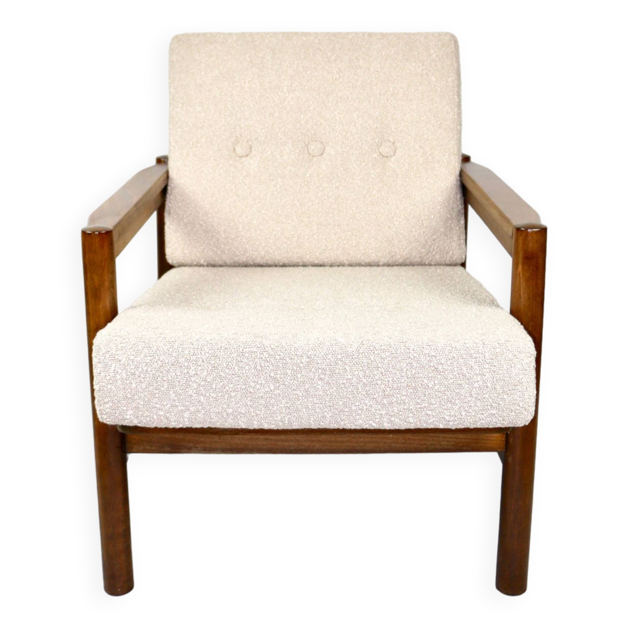 Vintage Armchair in Beige Boucle, 1970s