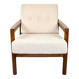 Fauteuil vintage en boucle beige, 1970