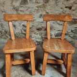 Pair of Canadian Brutalist Pine Chairs – Rustic Design from the 1970s