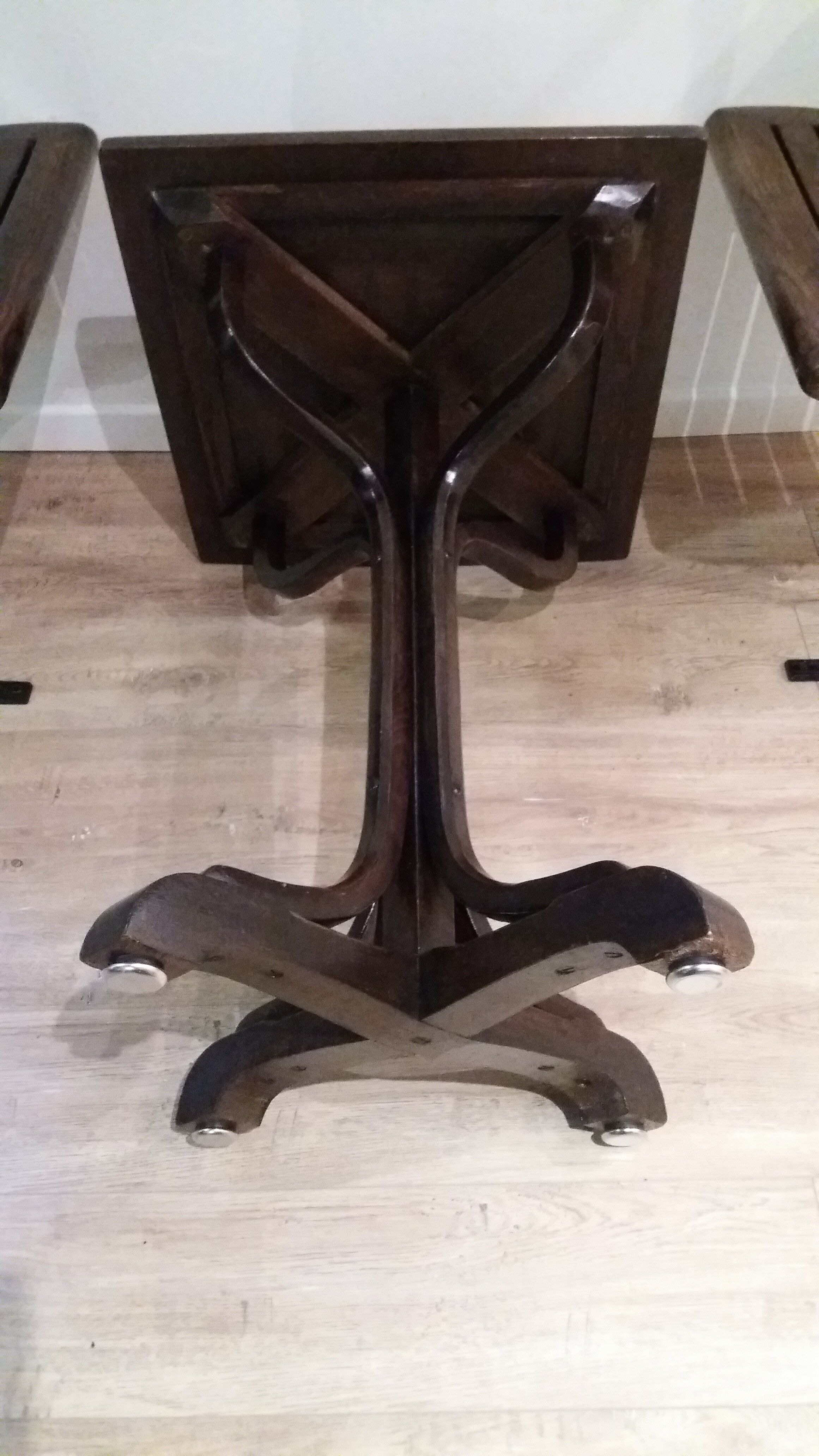 Lot of two wooden subway chairs with table