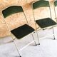 Lot of 4 golden folding chairs green velvet