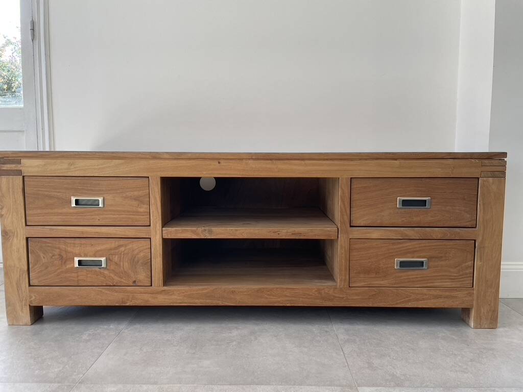 Meuible tv sheesham batamba solid wood 50 x 140 x 50 cm with 4 drawers - 2 niches